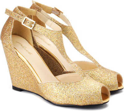 

Plosh Women Golden Wedges