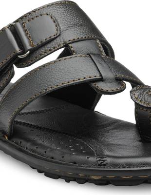 Teakwood Men Black Sandals