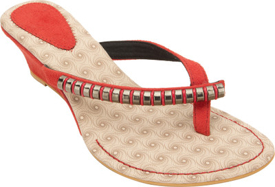 

Footrendz Women Tomatoish red; silver Wedges