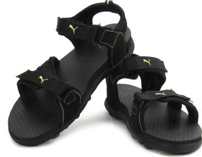 Puma Men black-black-sharp green Sports Sandals