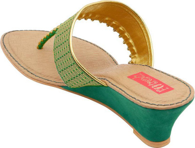 

Footrendz Women Green Wedges