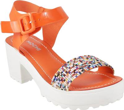 Mochi Women 25,Orange Heels