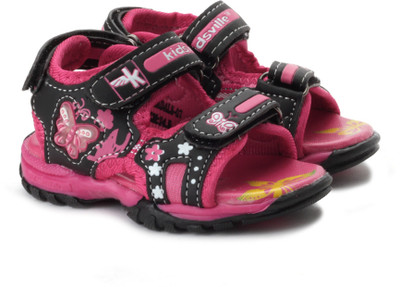 Kids Ville Boys Sports Sandals, Black pink