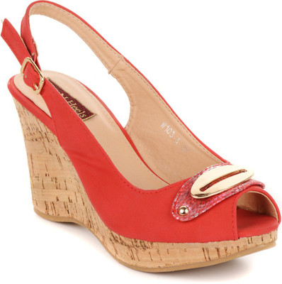 

Flat n Heels Women Red Wedges