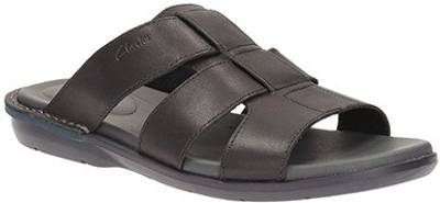 Clarks Men Black Leather Sports Sandals