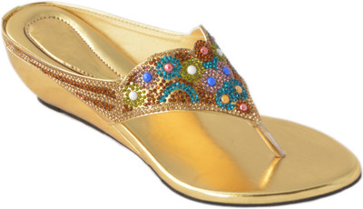 

Myra Women Golden Wedges