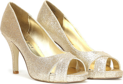 

Steve Madden Women Gold Glitter Heels