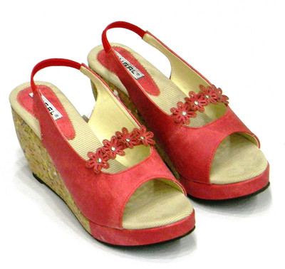 55% OFF on Mugal Girls Wedges(Red)