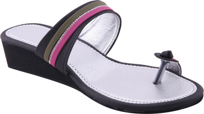 

Adorn Women Black and Silver Wedges
