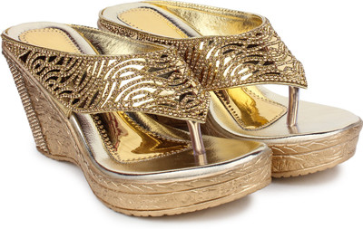 

London Steps Women Golden Wedges