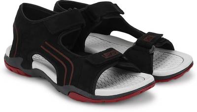 Cozy Men Bold Black &amp; Hot Red Sandals