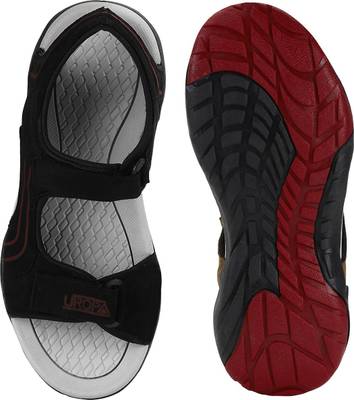 Cozy Men Bold Black &amp; Hot Red Sandals