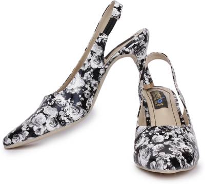 Sapatos Women ST-145-Multi Printed Black Heels