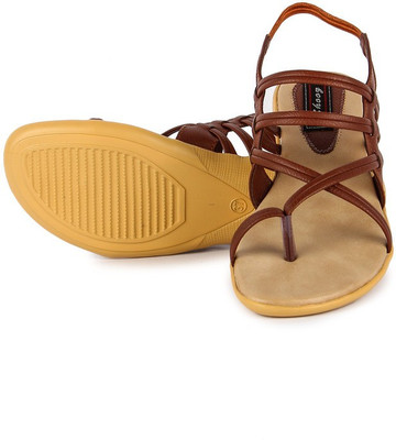 

Feather Leather Women Brown Flats
