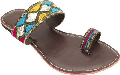 

Footrendz Women Brown::Yellow; aqua blue; pink Flats