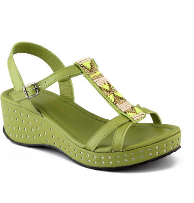 Naughty Walk Women Green Wedges