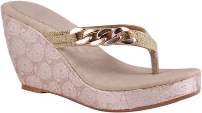 

Adorn Women Gold, Beige Wedges