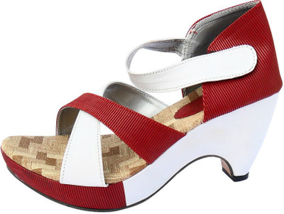 Footgear Girls Heels, Red & white