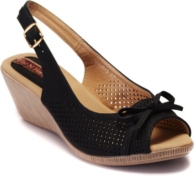 

Flat n Heels Women Black Wedges