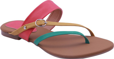 

Adorn Women Red and Blue and Beige Flats