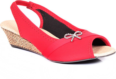 

Bare Soles Women Red Wedges