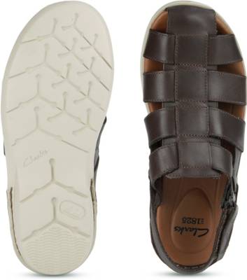 Clarks Men Dark Brown Lea Sports Sandals