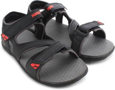 Puma Men black-dark shadow-high risk red Sports Sandals