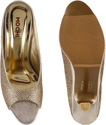 Mochi Women 15,Gold Heels