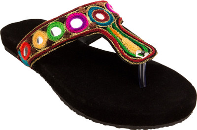 

Footrendz Women Black::Brown; orange; green; yellow Flats