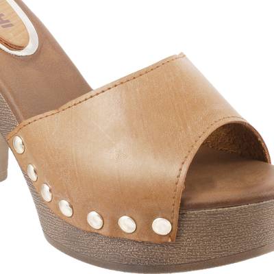 Mochi Women 23,Tan Heels