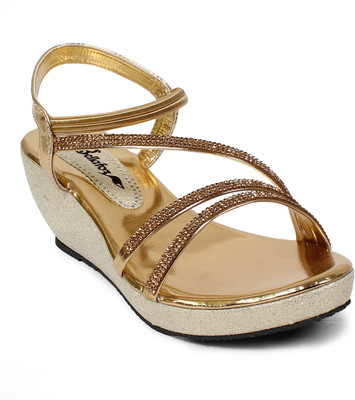 

Bellafoz Women Golden Wedges