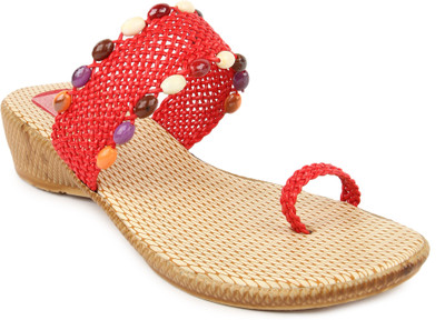 CUTE FEET Women Red Wedges