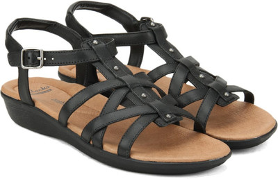 

Clarks Women Black Leather Wedges