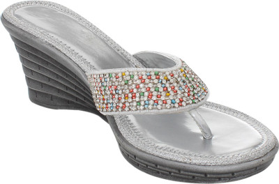 Bare Soles Women Silver Wedges