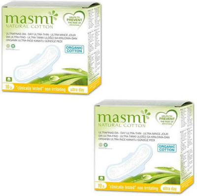 

Masmi Organic Cotton Ultra Thin Wings Individually Wrapped Day Napkin Sanitary Pad(Pack of 2)