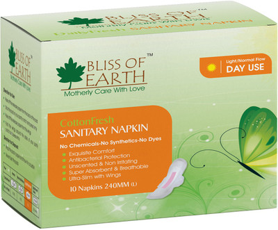

Bliss of Earth Bliss of Earth CottonFresh Sanitary Napkin 240MM For Day Use ( 10 pads) Sanitary Pad(Pack of 10)