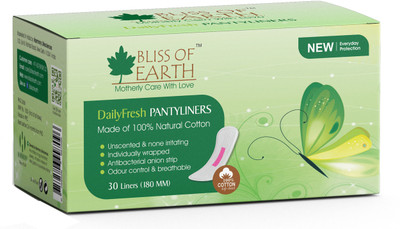 

bliss of earth Large 180 MM 100% Natural Cotton Surface Pantyliner(Pack of 30)