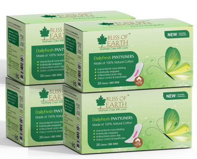 

Bliss of Earth Large 180MM 100 % Natural Cotton DailyFresh Pantyliner(Pack of 30)