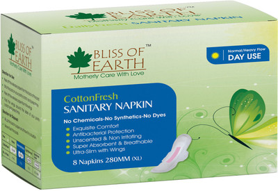 

Bliss of Earth Bliss of Earth CottonFresh Sanitary Napkins 280MM For Light to Heavy Flow (8 Pads) Sanitary Pad(Pack of 8)