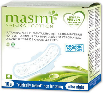 

Masmi Organic Cotton Ultra Thin Wings Individually Wrapped Night Napkin Sanitary Pad
