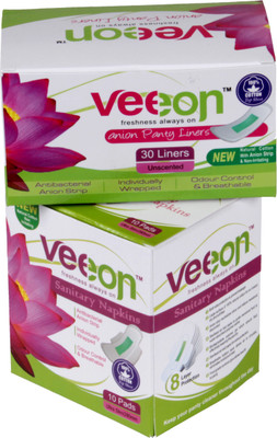 

Veeon 100% Cotton Anion Napkins 10 Pcs 280MM & Anion Pantyliners 30S Sanitary Pad(Pack of 2)