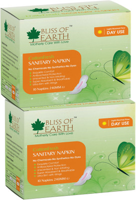 

Bliss of Earth 240MM CottonFresh Sanitary Napkin Day Use (Pack of 2) Total 20 Counts Sanitary Pad(Pack of 2)