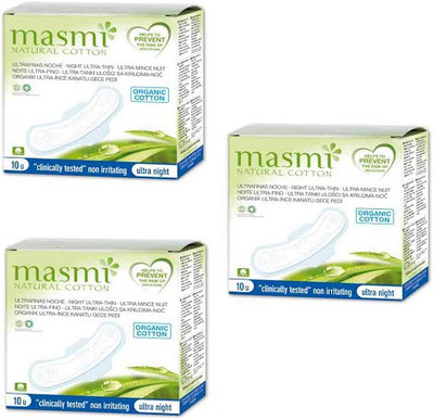 

Masmi Organic Cotton Ultra Thin Wings Individually Wrapped Night Napkin Sanitary Pad(Pack of 3)