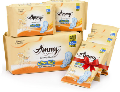 

Ammy Buy set of 3 Rashes Free Ultra Thin XXl Sanitary Pads will get 6 Pads Free Sanitary Pad(Pack of 5)