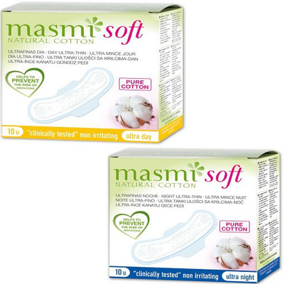 

Masmi Pure Cotton Soft Ultra Thin Wings Individually Wrapped Day & Night Napkin Sanitary Pad(Pack of 2)