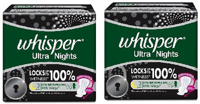 

Whisper Ultra Nights Black Sanitary Pad(Pack of 2)