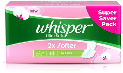 

Whisper Ultra Soft - L Wings Sanitary Pad(Pack of 30)
