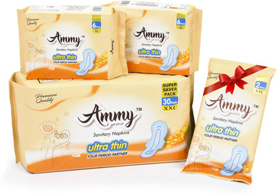 

Ammy Set Of 3 Ultra Thin XXl Rashes Free Sanitary Pads will get 4 pads Free Sanitary Pad(Pack of 4)