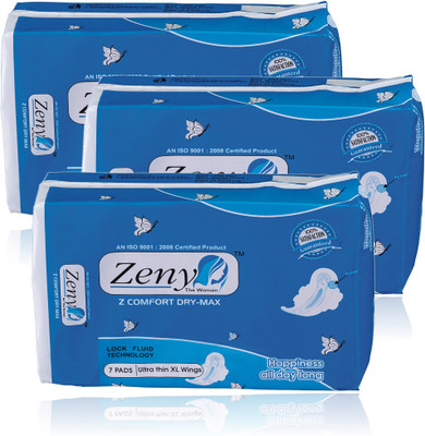 

Zeny Comfort Dry Max All Day (Pack-3) Sanitary Pad(Pack of 3)