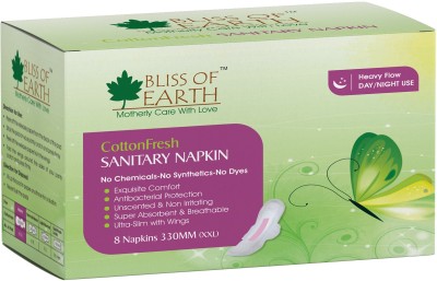 Bliss of Earth CottonFresh Sanitary Napkin 330MM Sanitary Pad(Pack of 8) at flipkart